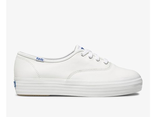 Keds Triple Leren Platform Schoenen Dames Wit | NL-72665